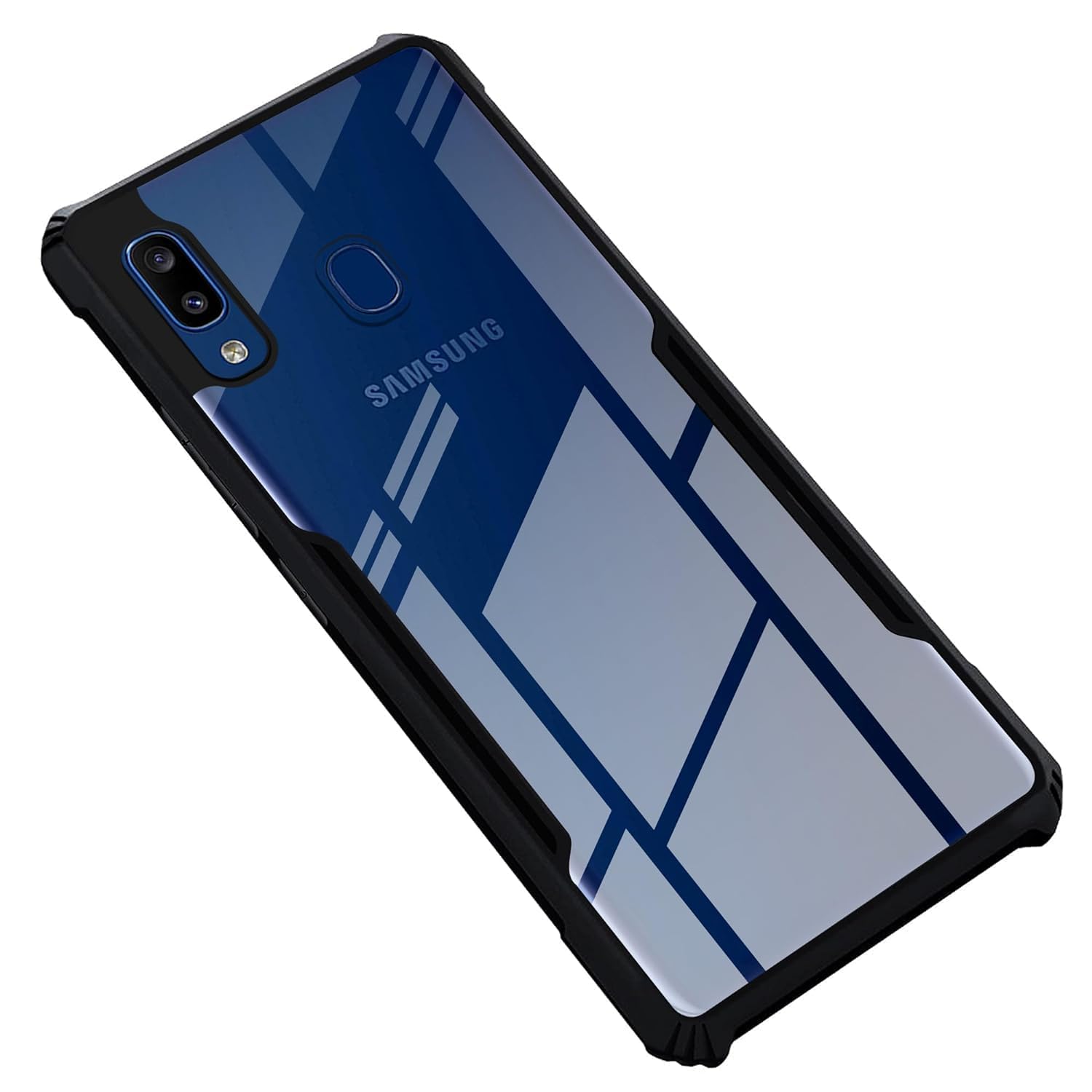VAKIBO Super Premium Black Border Transparent Case With Corner Protection & Camera Protection Suitable for Samsung A20