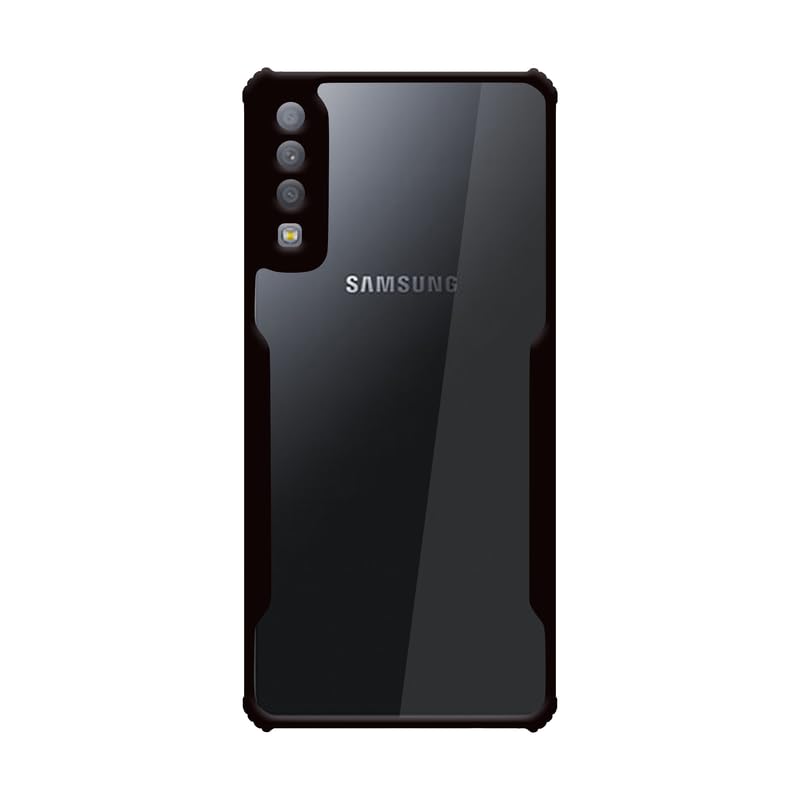 VAKIBO Best Selling Black and Transparent Coloured Made With Soft TPU and Acrylic Back Cover Case With 4 Corner and Camera Protection Suitable for Samsung Galaxy A7 2018/A750