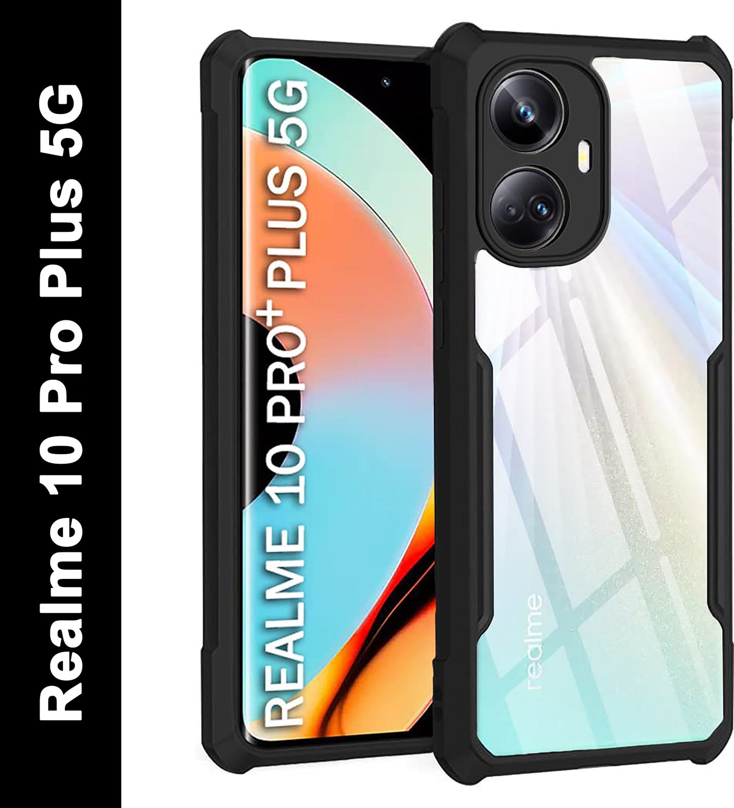 VAKIBO Super Premium Black Border Transparent Case With Corner Protection & Camera Protection Suitable for Realme 10 Pro Plus