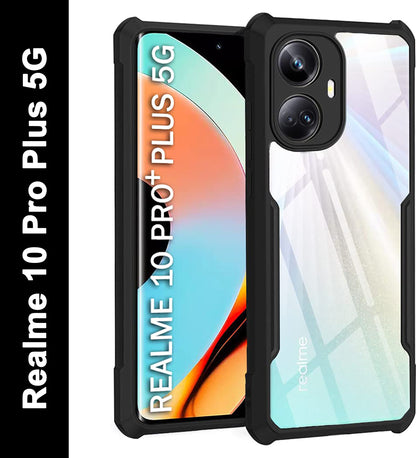 VAKIBO Super Premium Black Border Transparent Case With Corner Protection & Camera Protection Suitable for Realme 10 Pro Plus