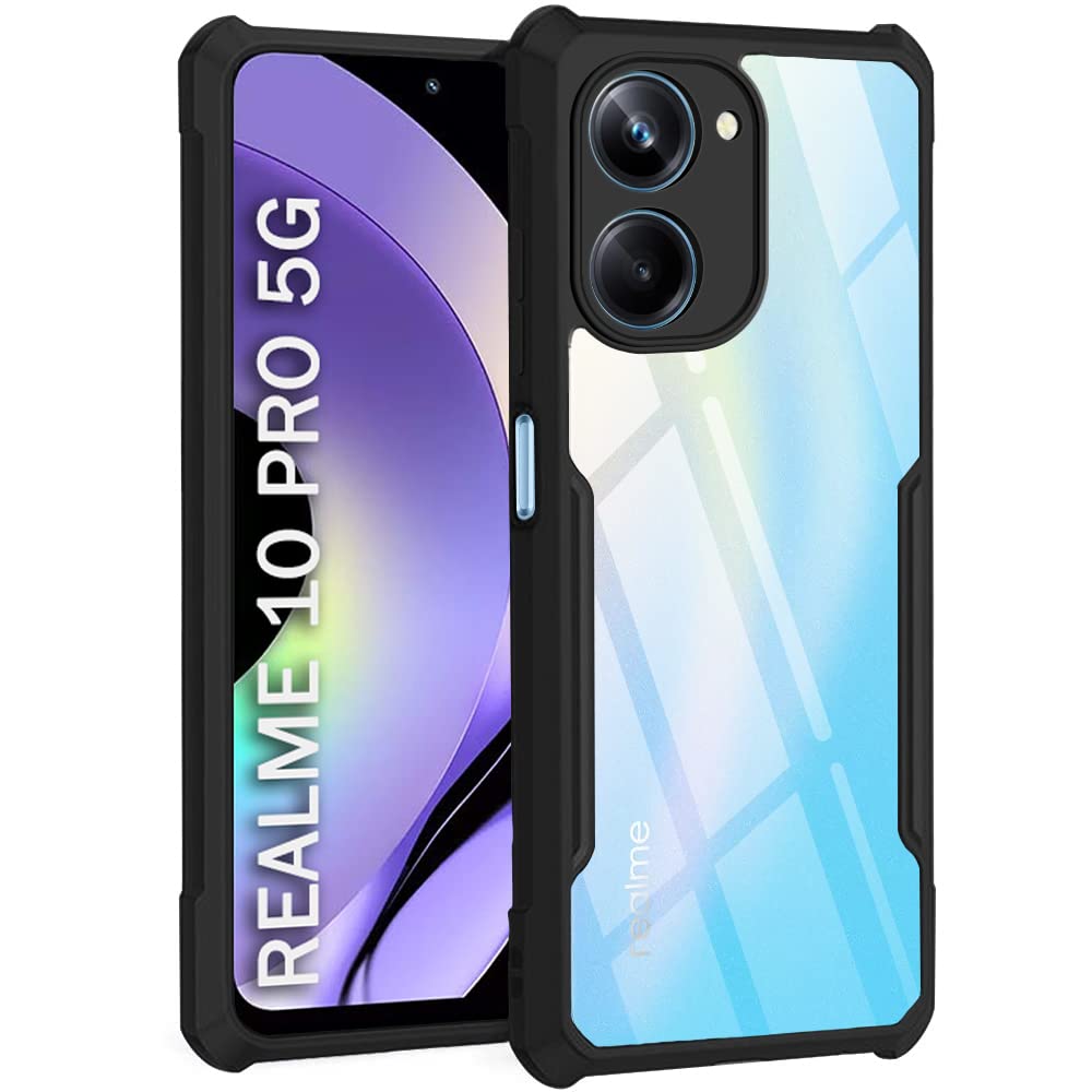 VAKIBO Super Premium Black Border Transparent Case With Corner Protection & Camera Protection Suitable for Realme 10 Pro