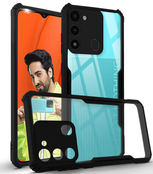VAKIBO Super Premium Black Border Transparent Case With Corner Protection & Camera Protection Suitable for Tecno Spark Go 2022