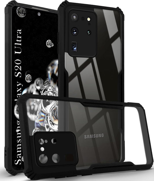 VAKIBO Best Selling Black and Transparent Coloured Made With Soft TPU and Acrylic Back Cover Case With 4 Corner and Camera Protection Suitable for Samsung Galaxy S20 Ultra