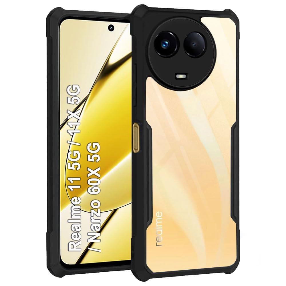 VAKIBO Super Premium Black Border Transparent Case With Corner Protection & Camera Protection Suitable for Realme 11X 5G