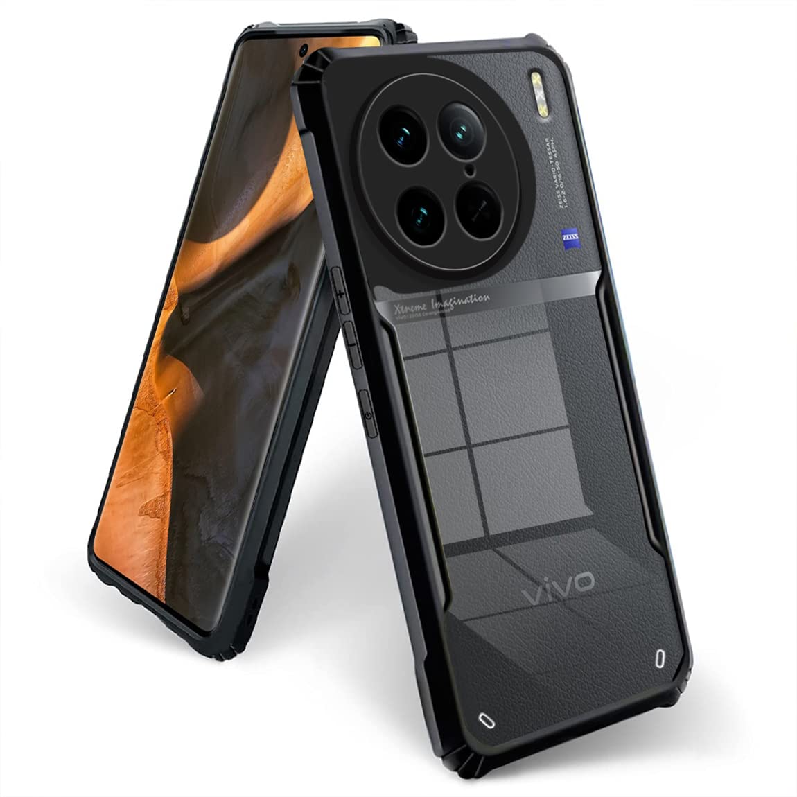 VAKIBO Super Premium Black Border Transparent Case With Corner Protection & Camera Protection Suitable for Vivo X90 Pro 5G