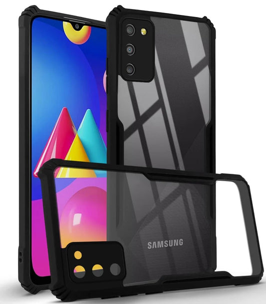VAKIBO Super Premium Black Border Transparent Case With Corner Protection & Camera Protection Suitable for Samsung Galaxy M02s/Samsung Galaxy F02s