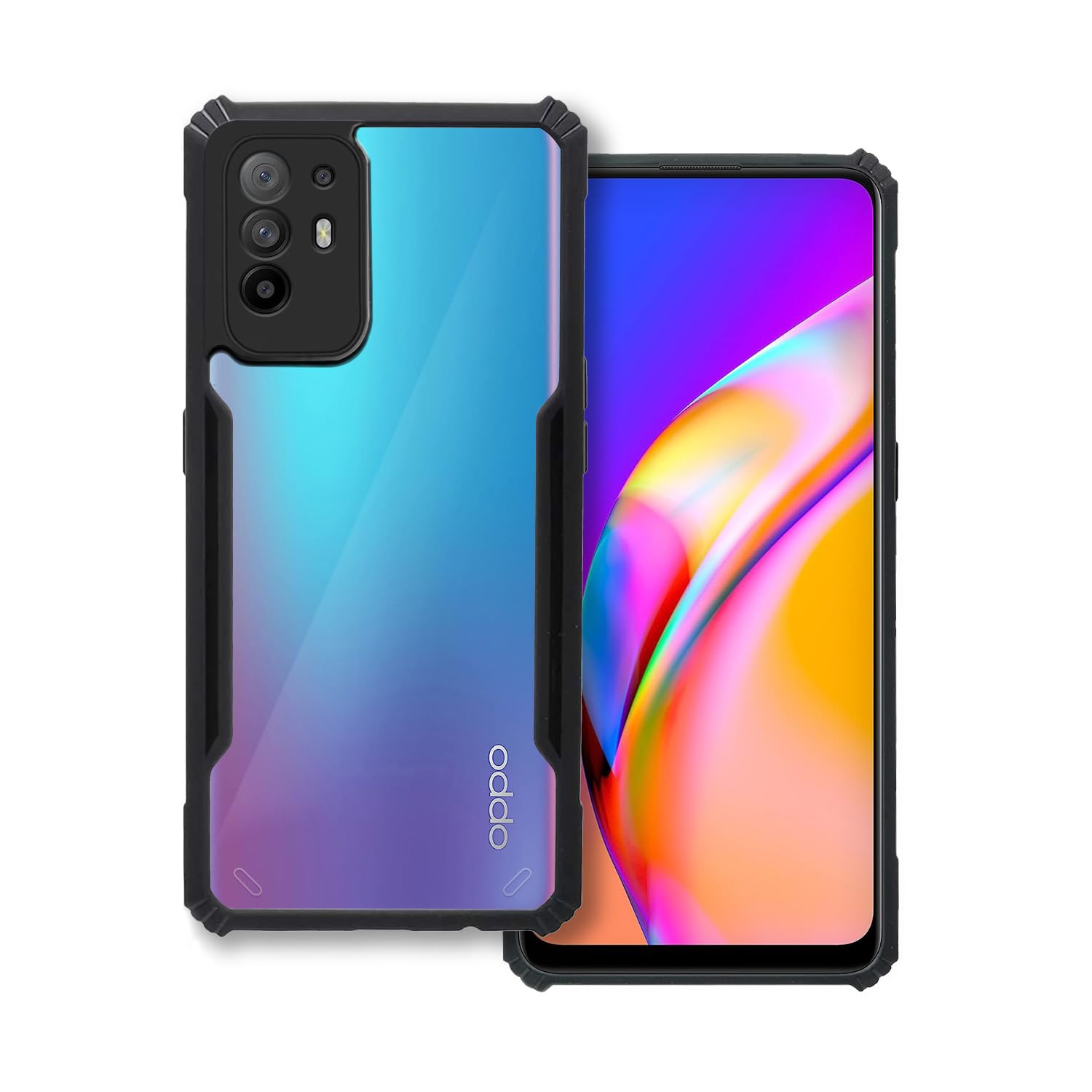 VAKIBO Super Premium Black Border Transparent Case With Corner Protection & Camera Protection Suitable for Oppo F19 Pro Plus