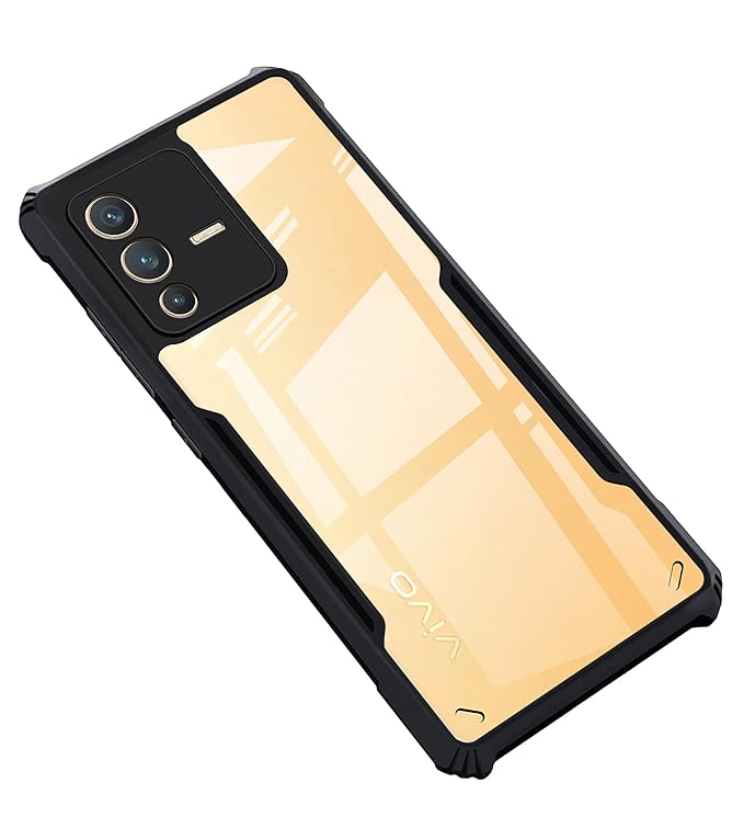 VAKIBO Super Premium Black Border Transparent Case With Corner Protection & Camera Protection Suitable for Vivo V23 5G