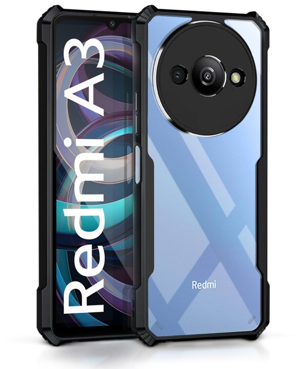 VAKIBO Super Premium Black Border Transparent Case With Corner Protection & Camera Protection Suitable for Mi Poco C61