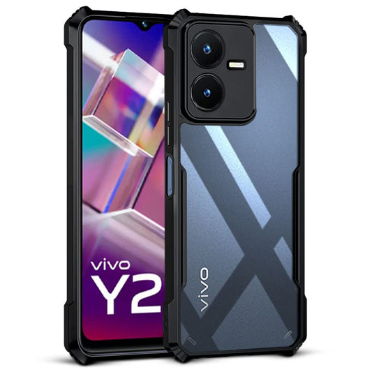 VAKIBO Super Premium Black Border Transparent Case With Corner Protection & Camera Protection Suitable for Vivo Y22