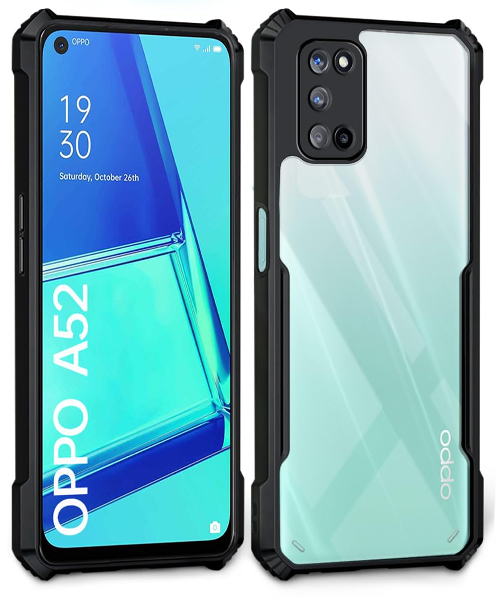 VAKIBO Super Premium Black Border Transparent Case With Corner Protection & Camera Protection Suitable for Oppo A52