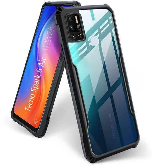 VAKIBO Super Premium Black Border Transparent Case With Corner Protection & Camera Protection Suitable for Tecno Spark 6 Air