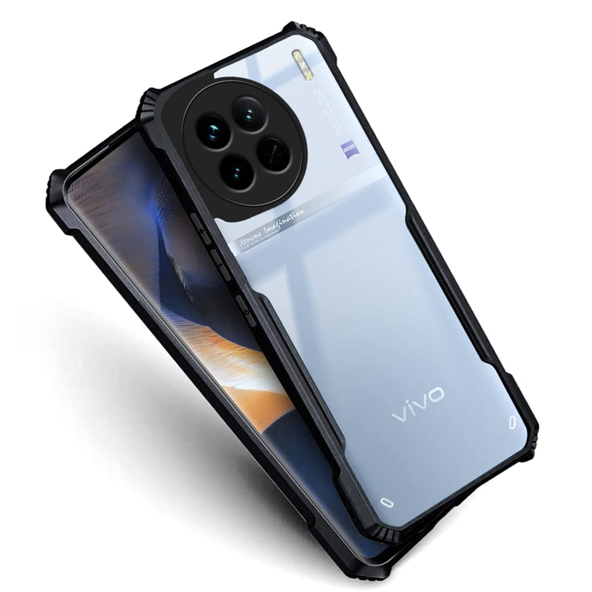 VAKIBO Super Premium Black Border Transparent Case With Corner Protection & Camera Protection Suitable for Vivo X90 5G