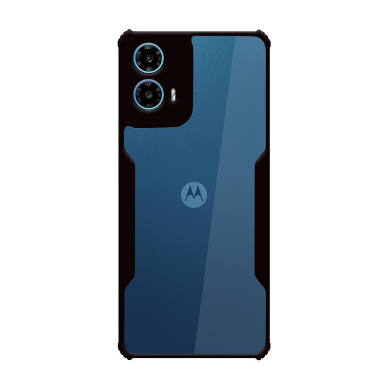 VAKIBO Super Premium Black Border Transparent Case With Corner Protection & Camera Protection Suitable for Moto G34