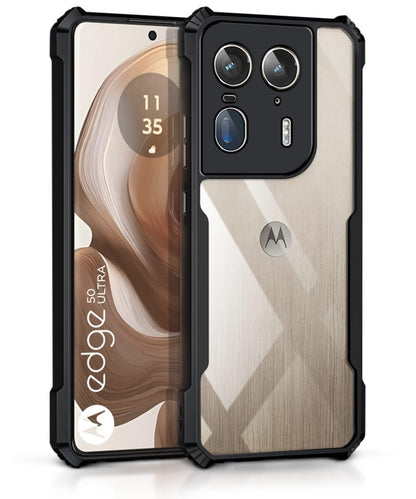 VAKIBO Super Premium Black Border Transparent Case With Corner Protection & Camera Protection Suitable for Moto Edge 50 Ultra