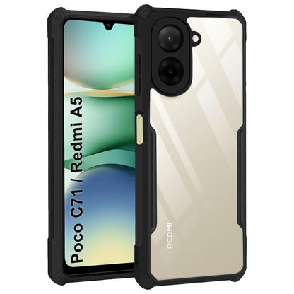 VAKIBO Best Selling Black and Transparent Coloured Made With Soft TPU and Acrylic Back Cover Case With 4 Corner and Camera Protection Suitable for Mi Redmi A5