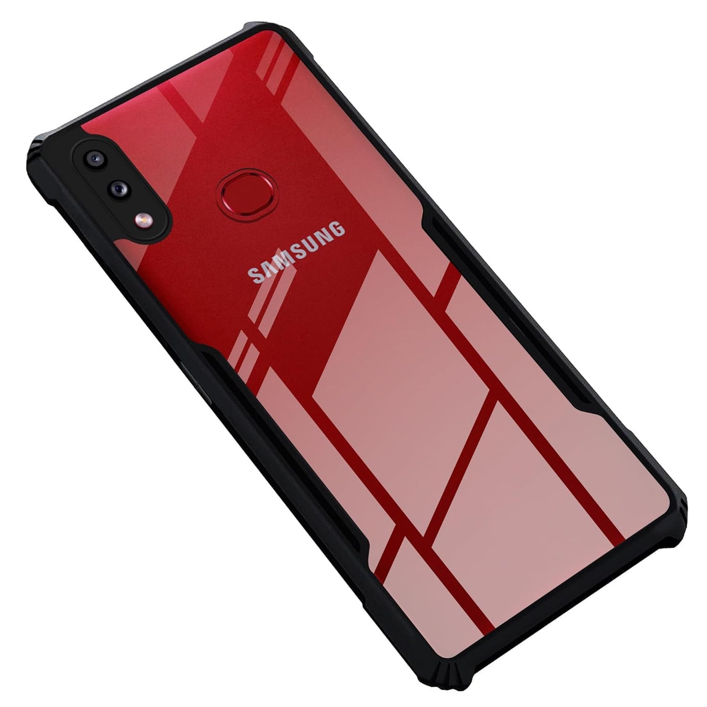 VAKIBO Best Selling Black and Transparent Coloured Made With Soft TPU and Acrylic Back Cover Case With 4 Corner and Camera Protection Suitable for Samsung Galaxy A10S