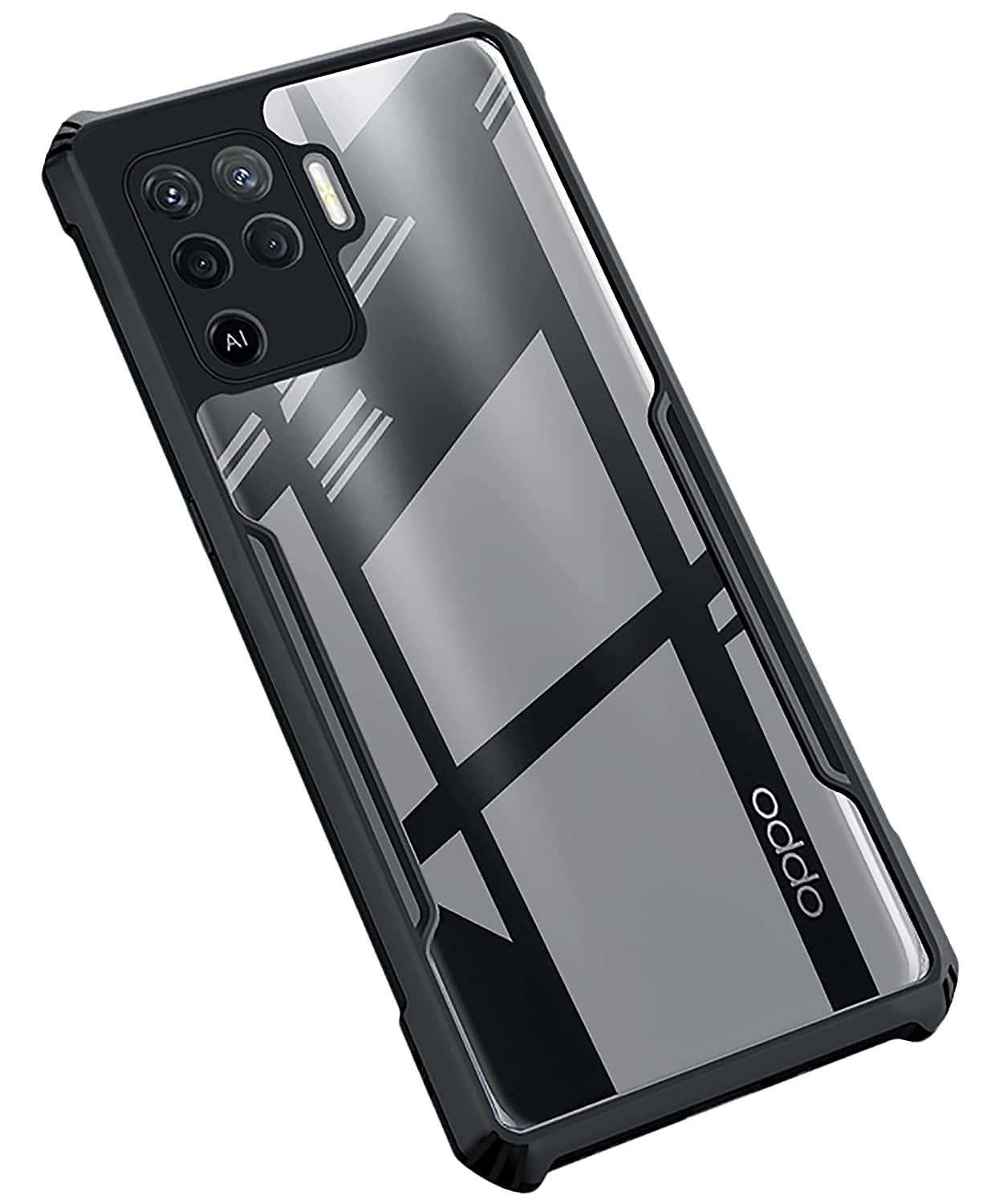 VAKIBO Super Premium Black Border Transparent Case With Corner Protection & Camera Protection Suitable for Oppo F19 Pro