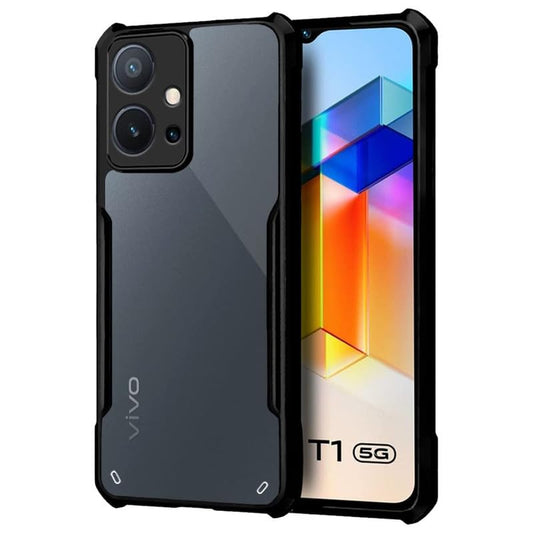 VAKIBO Super Premium Black Border Transparent Case With Corner Protection & Camera Protection Suitable for Vivo Y75 5G