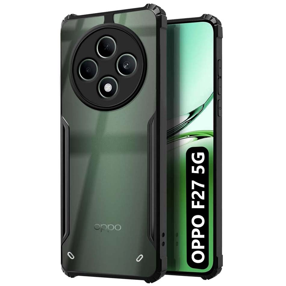 VAKIBO Super Premium Black Border Transparent Case With Corner Protection & Camera Protection Suitable for Oppo F27