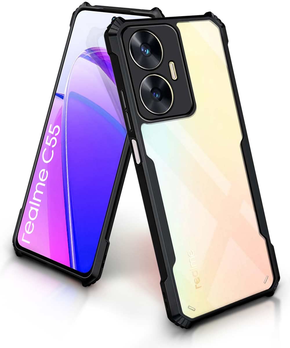 VAKIBO Super Premium Black Border Transparent Case With Corner Protection & Camera Protection Suitable for Realme Narzo N55