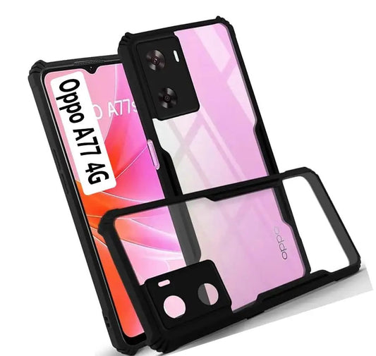 VAKIBO Super Premium Black Border Transparent Case With Corner Protection & Camera Protection Suitable for Oppo A77s