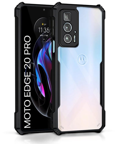 VAKIBO Super Premium Black Border Transparent Case With Corner Protection & Camera Protection Suitable for Moto Edge 20 Pro