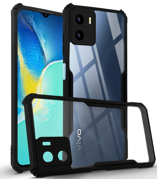 VAKIBO Super Premium Black Border Transparent Case With Corner Protection & Camera Protection Suitable for Vivo Y15S
