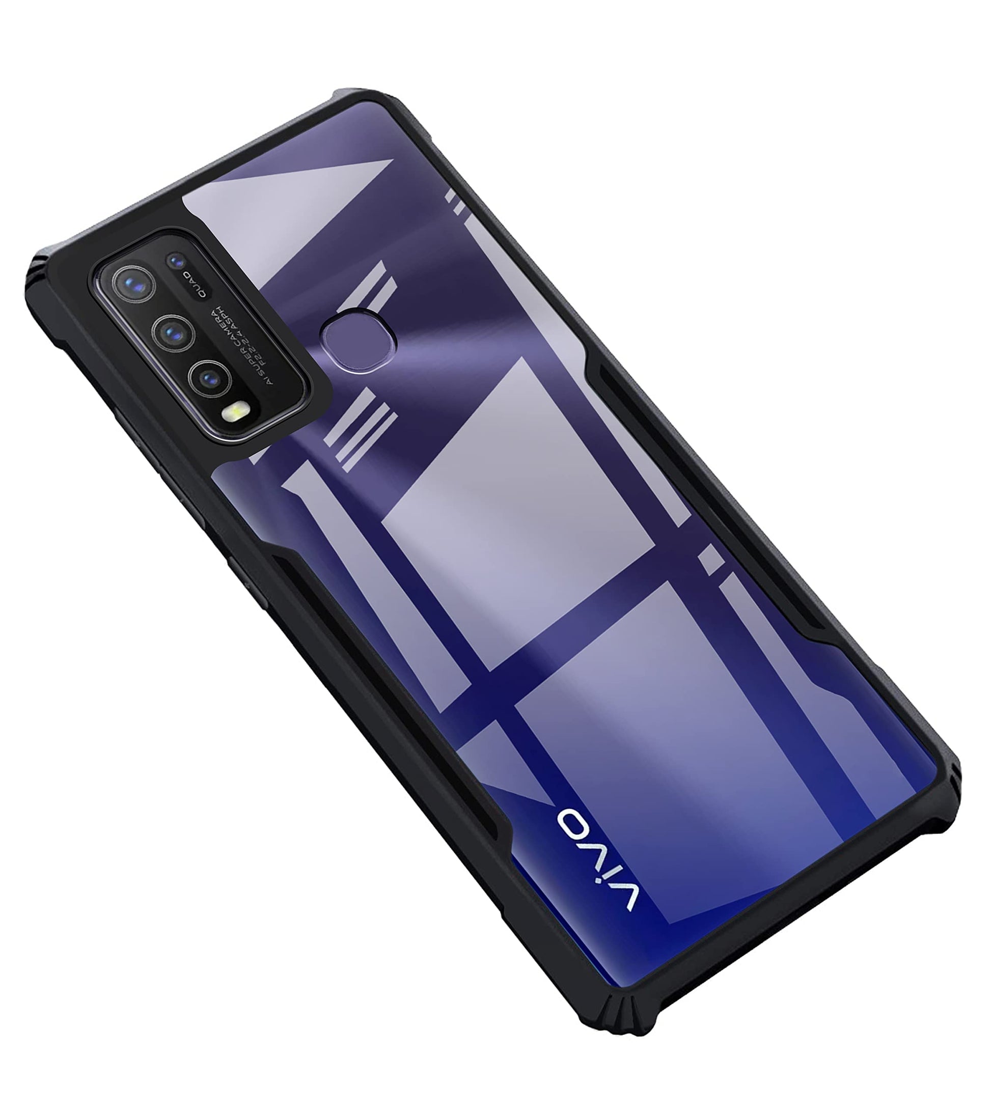 VAKIBO Super Premium Black Border Transparent Case With Corner Protection & Camera Protection Suitable for Vivo Y30