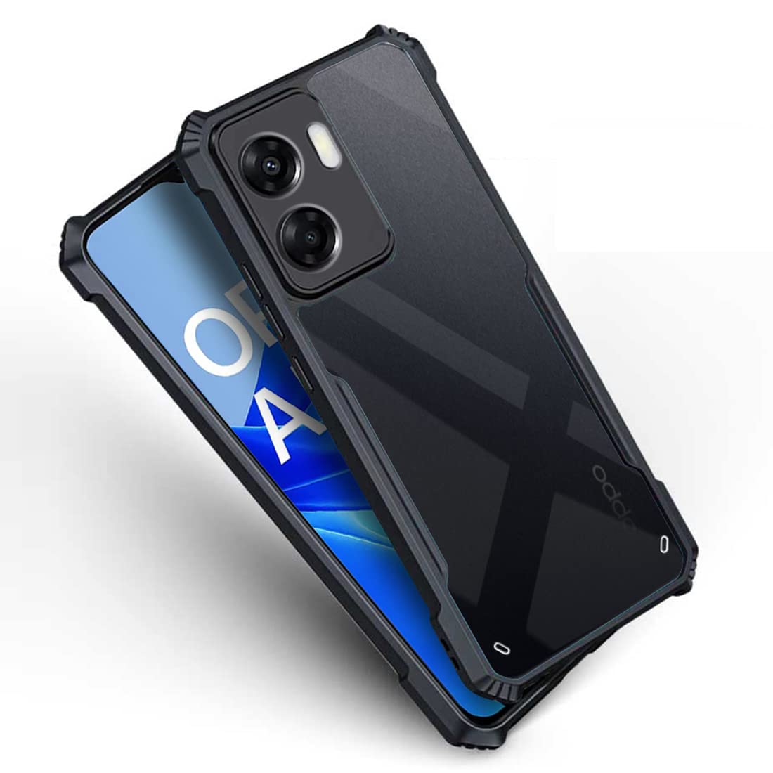 VAKIBO Super Premium Black Border Transparent Case With Corner Protection & Camera Protection Suitable for Oppo A57 4G
