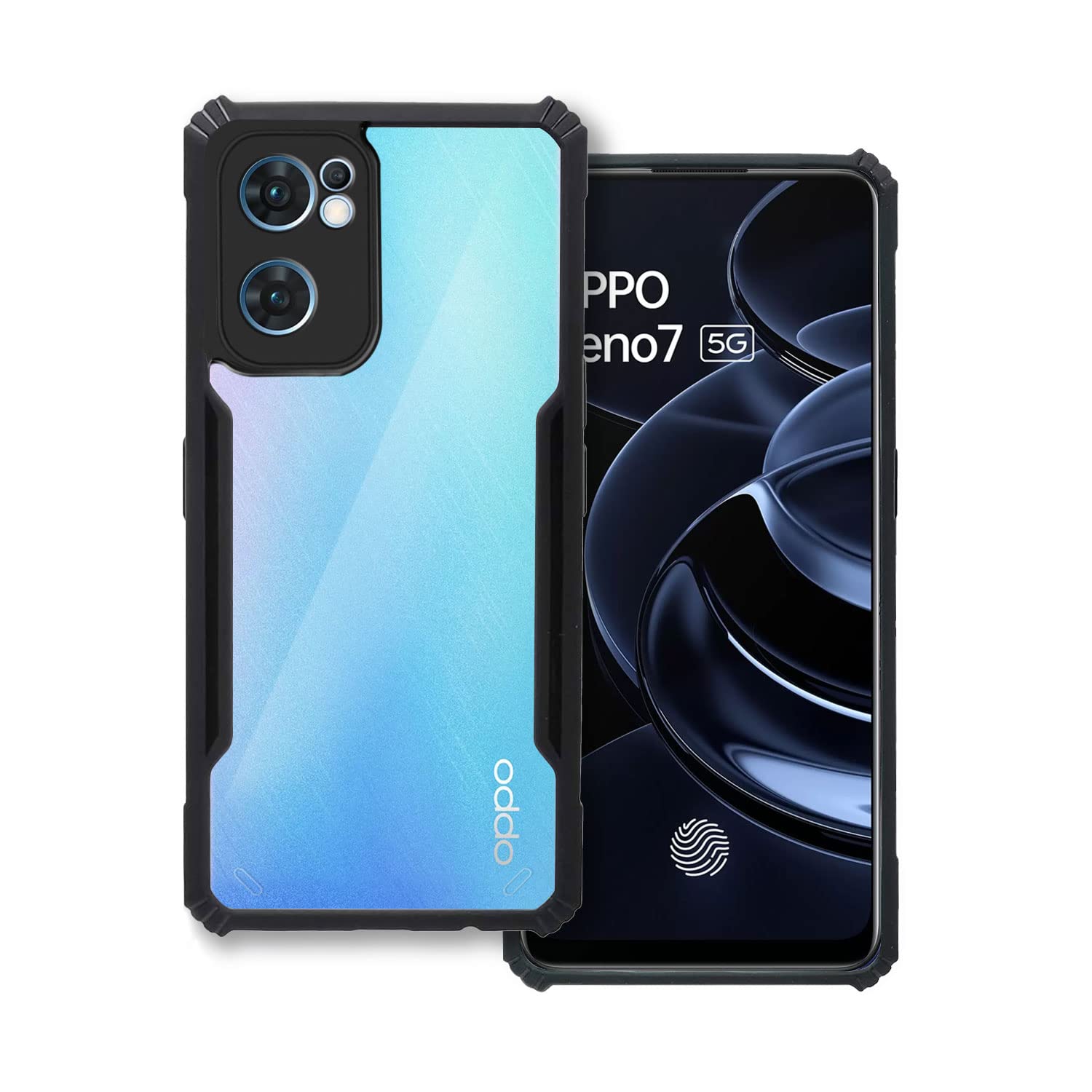 VAKIBO Super Premium Black Border Transparent Case With Corner Protection & Camera Protection Suitable for Oppo Reno 7