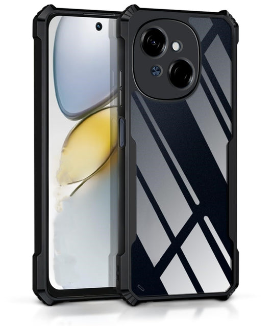 VAKIBO Super Premium Black Border Transparent Case With Corner Protection & Camera Protection Suitable for Tecno Pop9 4G
