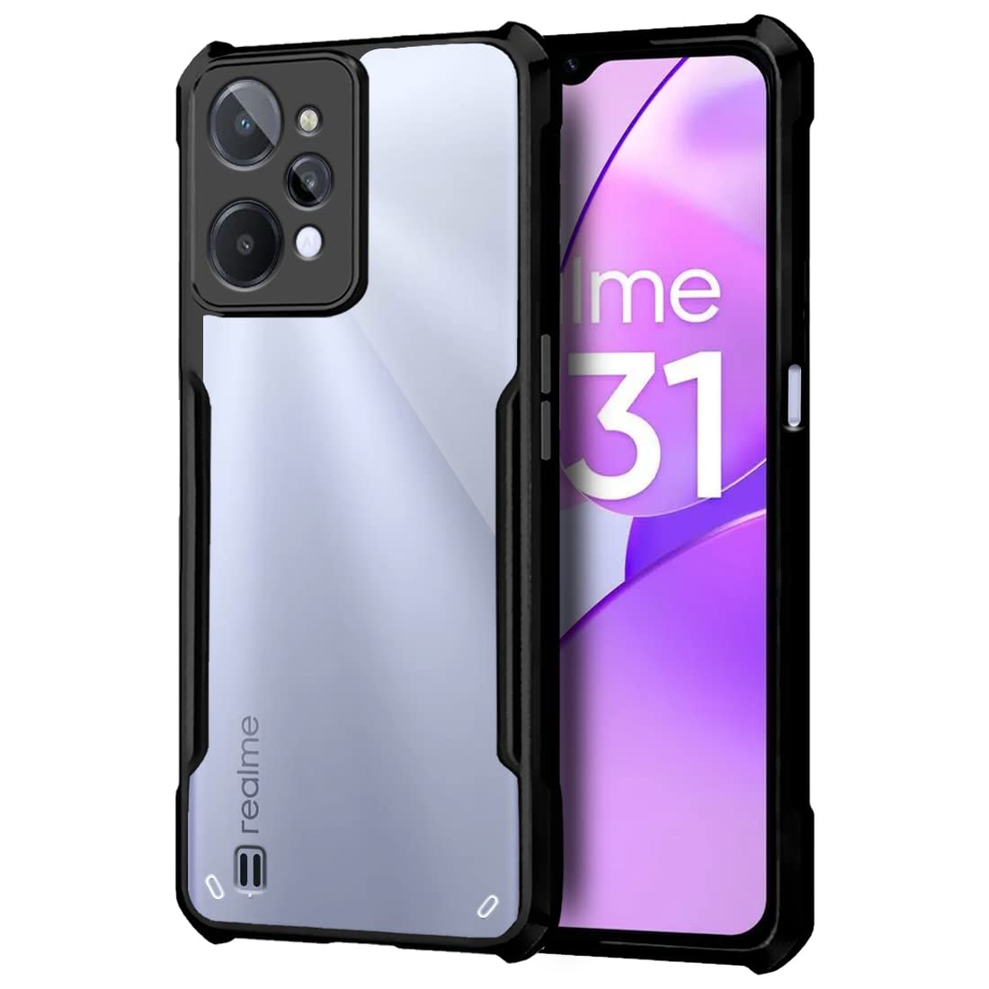 VAKIBO Super Premium Black Border Transparent Case With Corner Protection & Camera Protection Suitable for Realme C31