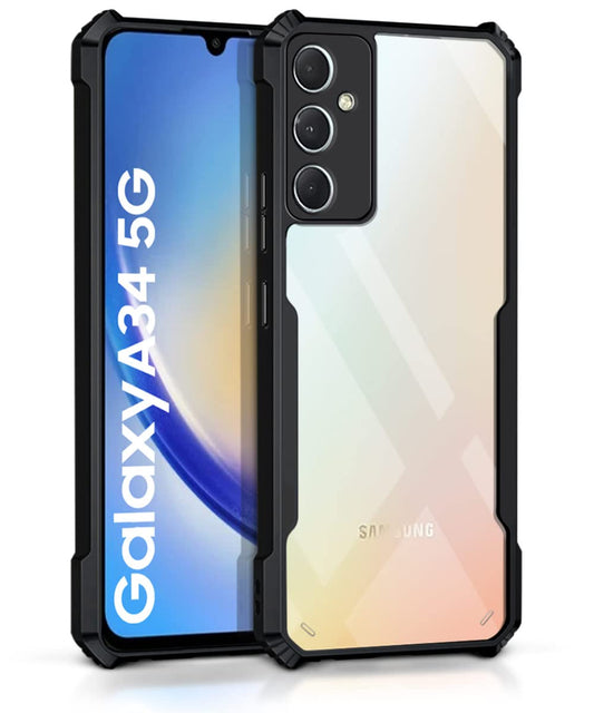 VAKIBO Super Premium Black Border Transparent Case With Corner Protection & Camera Protection Suitable for Samsung A34 5G