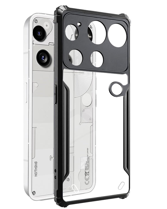 VAKIBO Best Selling Black and Transparent Coloured Made With Soft TPU and Acrylic Back Cover Case With 4 Corner and Camera Protection Suitable for Nothing 3