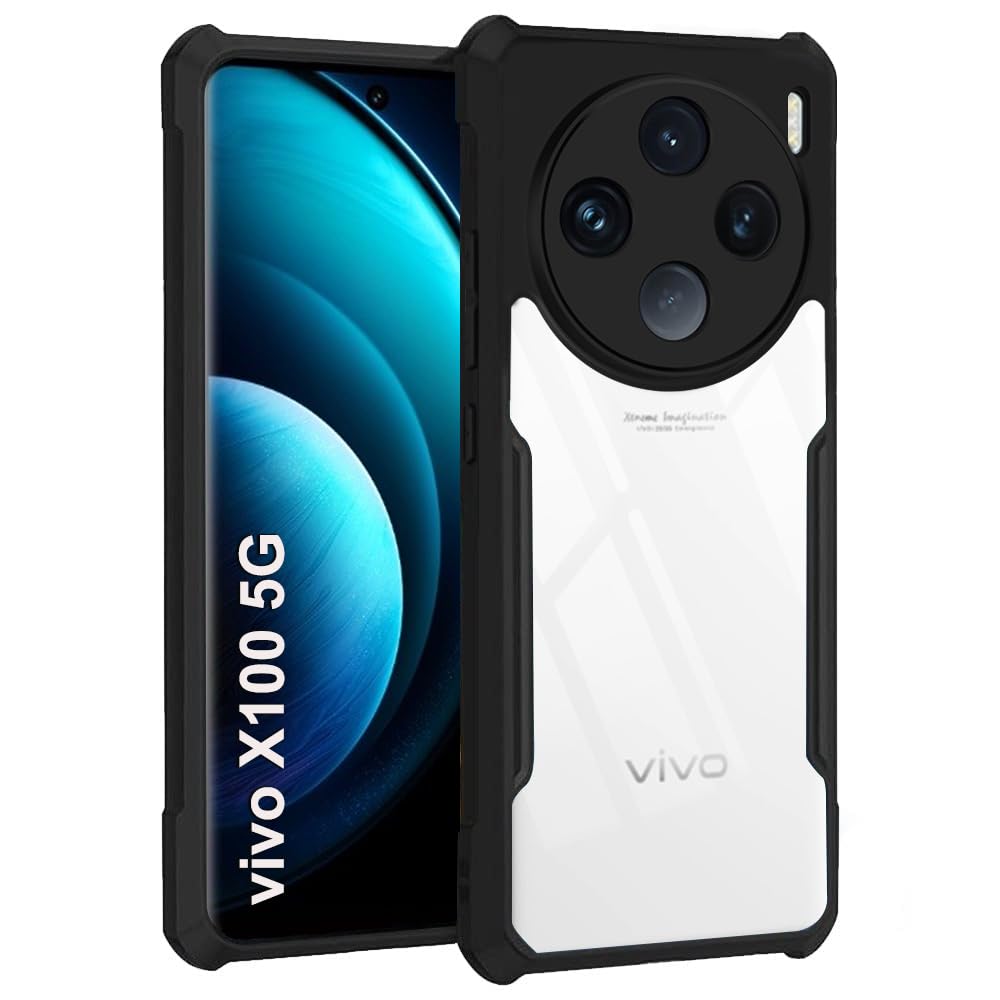 VAKIBO Super Premium Black Border Transparent Case With Corner Protection & Camera Protection Suitable for Vivo X100