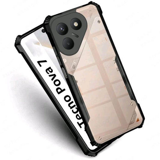 VAKIBO Super Premium Black Border Transparent Case With Corner Protection & Camera Protection Suitable for Tecno Pova 7 5G