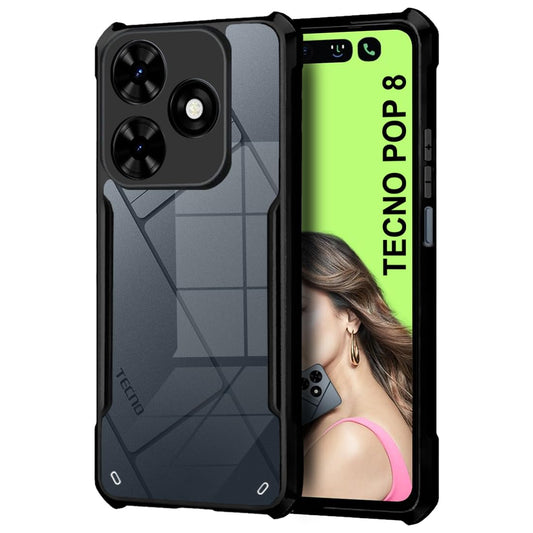 VAKIBO Super Premium Black Border Transparent Case With Corner Protection & Camera Protection Suitable for Tecno Pop 8