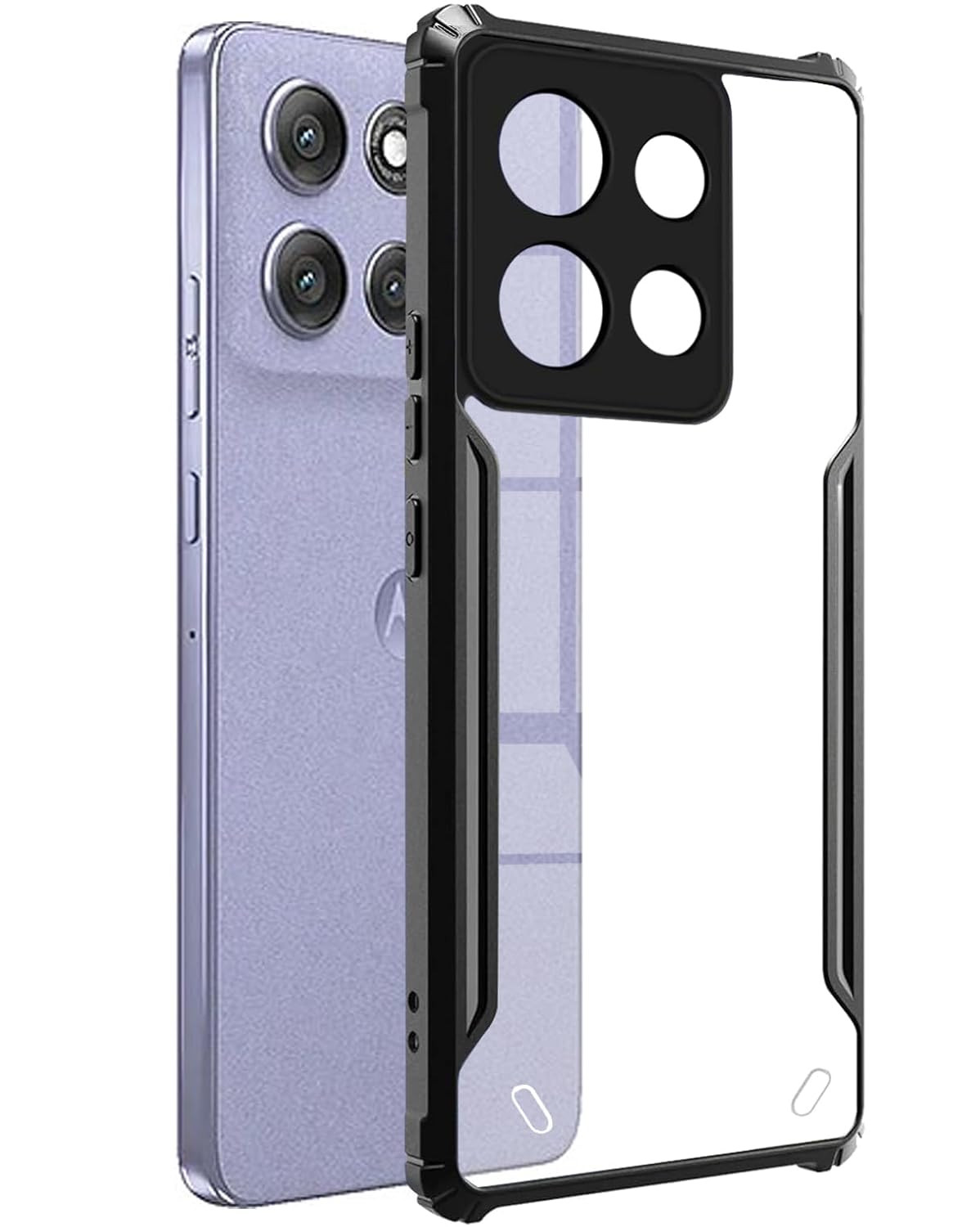 VAKIBO Super Premium Black Border Transparent Case With Corner Protection &Camera Protection Suitable for Moto G86 Power