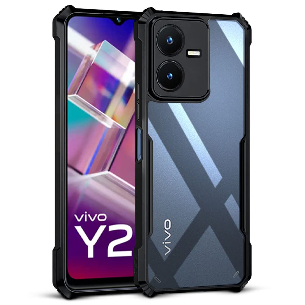 VAKIBO Super Premium Black Border Transparent Case With Corner Protection & Camera Protection Suitable for Vivo Y22s