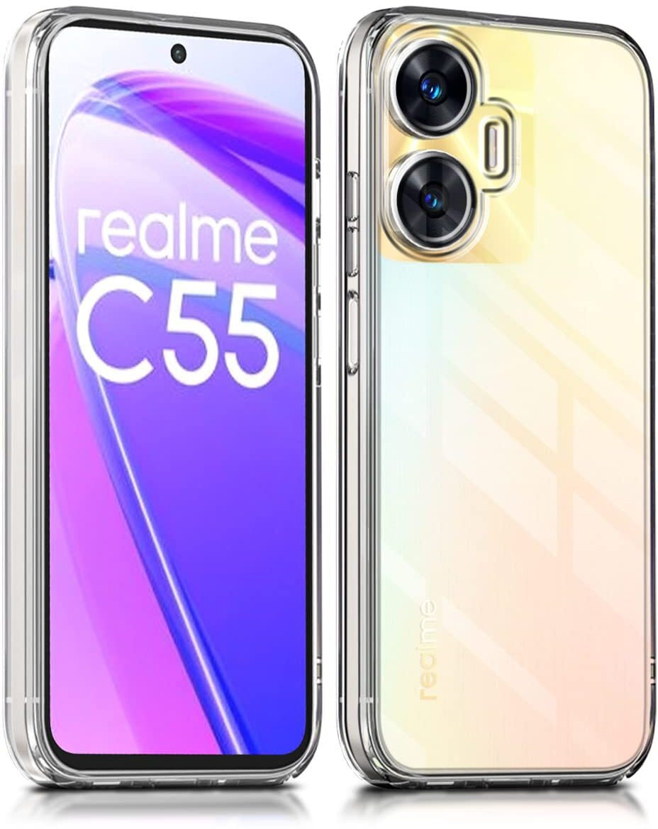 VAKIBO Premium Clear 2MM Thick Transparent Soft TPU Rubber Back Cover Case With Camera Protection Suitable for Realme C55