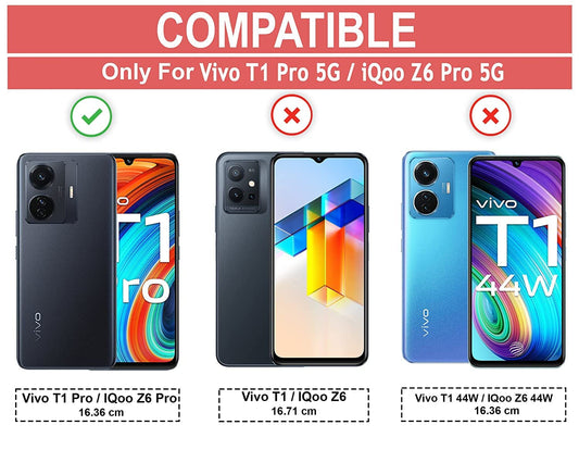 VAKIBO Super Premium Black Border Transparent Case With Corner Protection & Camera Protection Suitable for Vivo T1 Pro 5G
