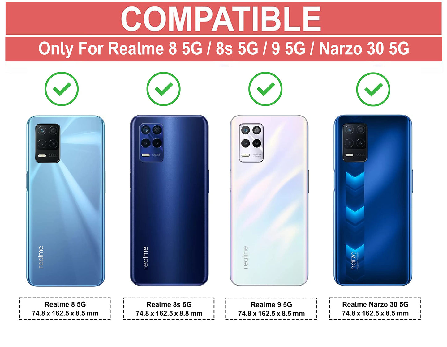 VAKIBO Super Premium Black Border Transparent Case With Corner Protection & Camera Protection Suitable for Realme 8S 5G