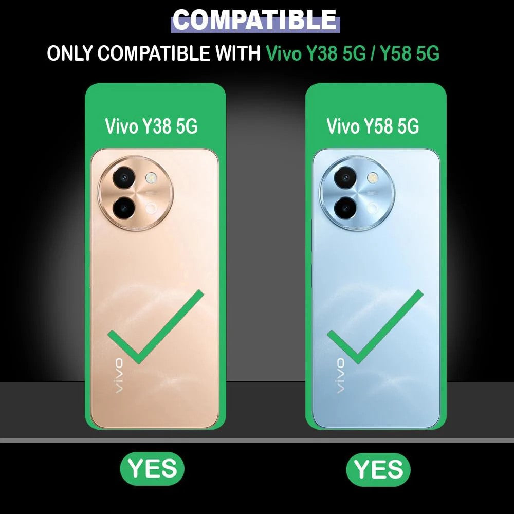 VAKIBO Best Selling Black and Transparent Coloured Made With Soft TPU and Acrylic Back Cover Case With 4 Corner and Camera Protection Suitable for Vivo Y38