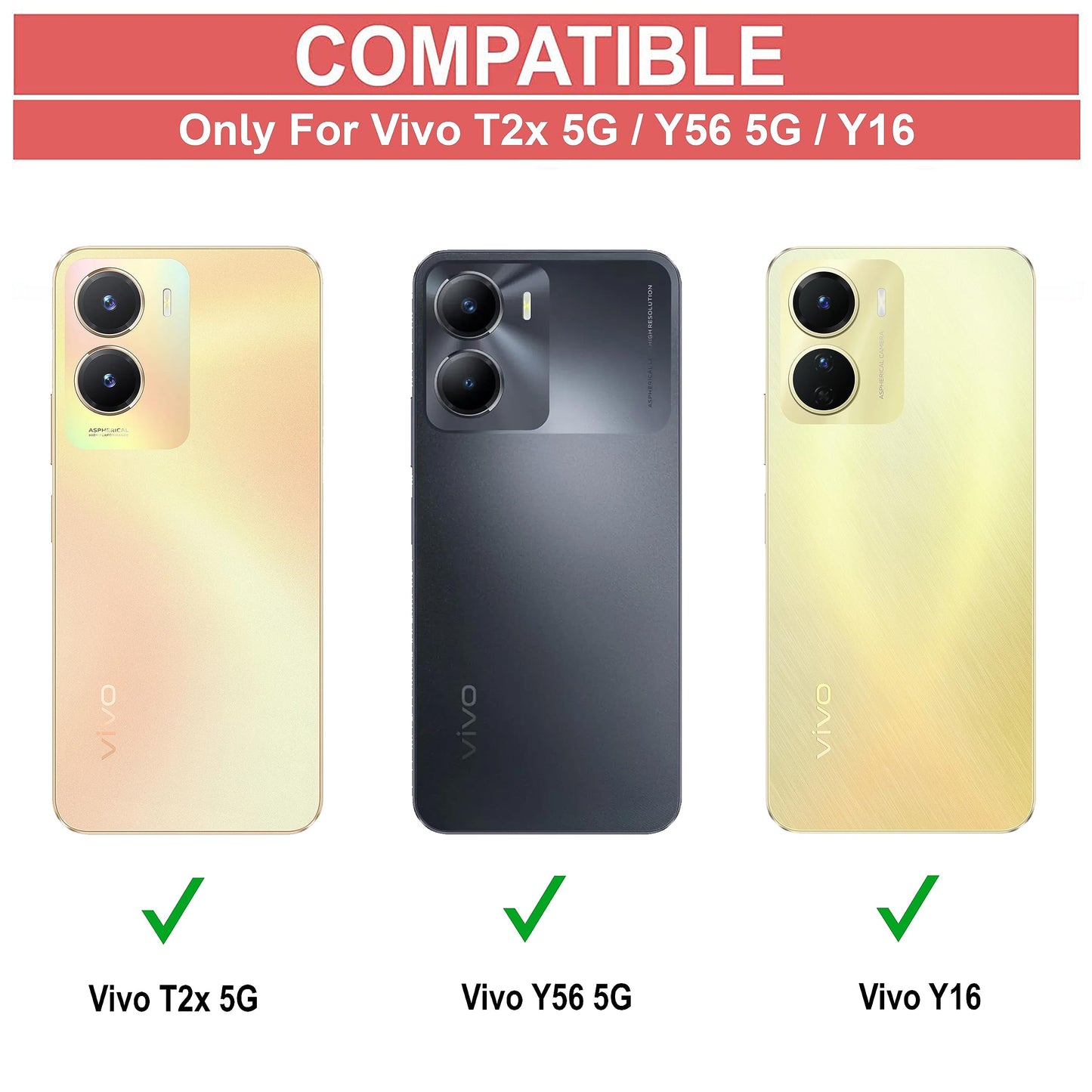 VAKIBO Super Premium Black Border Transparent Case With Corner Protection & Camera Protection Suitable for Vivo T2X 5G