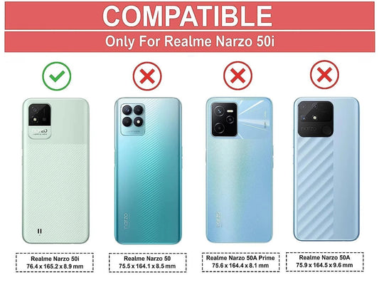 VAKIBO Best Selling Black and Transparent Coloured Made With Soft TPU and Acrylic Back Cover Case With 4 Corner and Camera Protection Suitable for Realme Narzo 50i