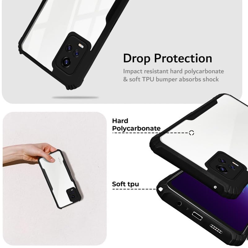 VAKIBO Super Premium Black Border Transparent Case With Corner Protection & Camera Protection Suitable for Vivo V20 Pro
