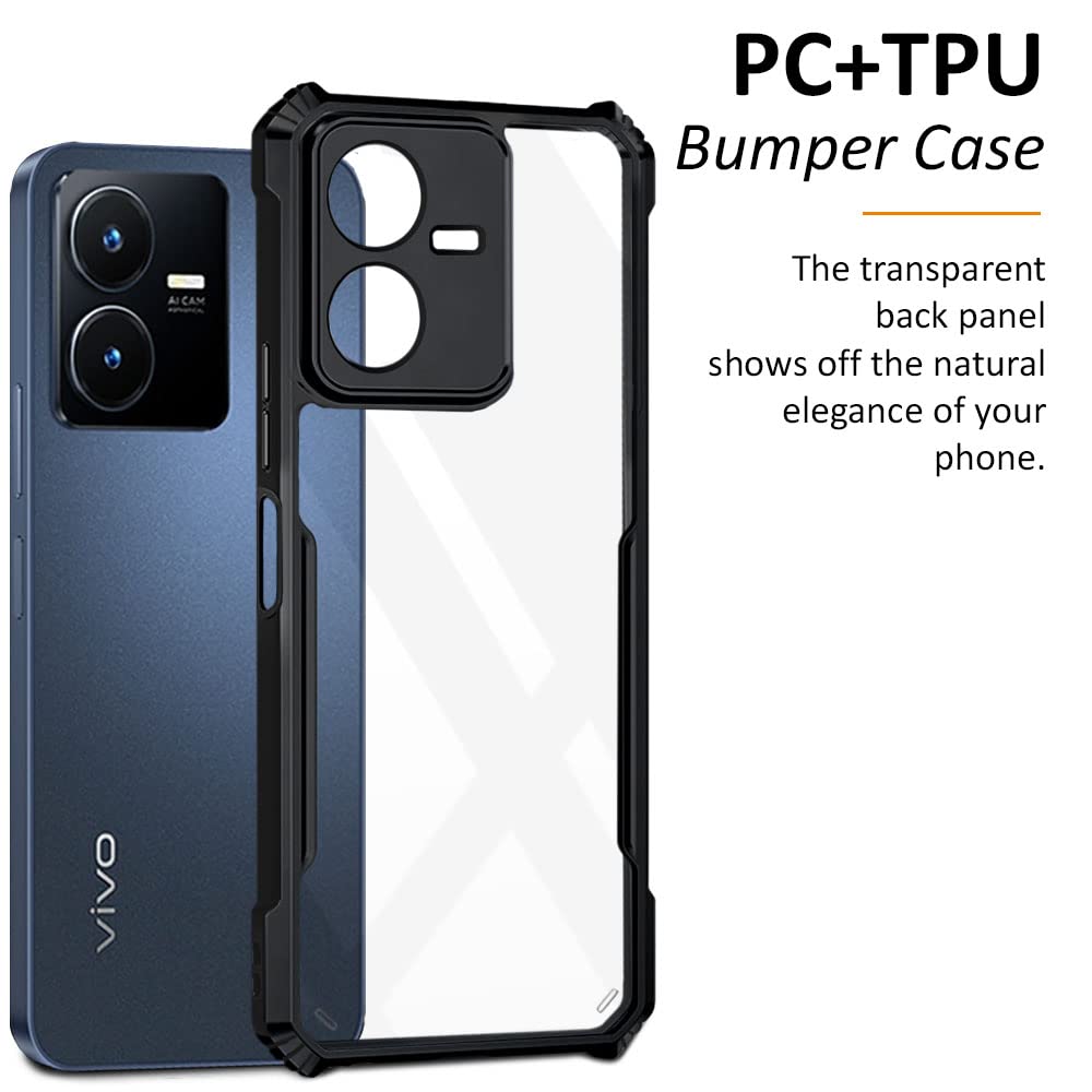 VAKIBO Super Premium Black Border Transparent Case With Corner Protection & Camera Protection Suitable for Vivo Y22s