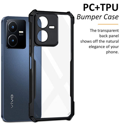 VAKIBO Super Premium Black Border Transparent Case With Corner Protection & Camera Protection Suitable for Vivo Y22s