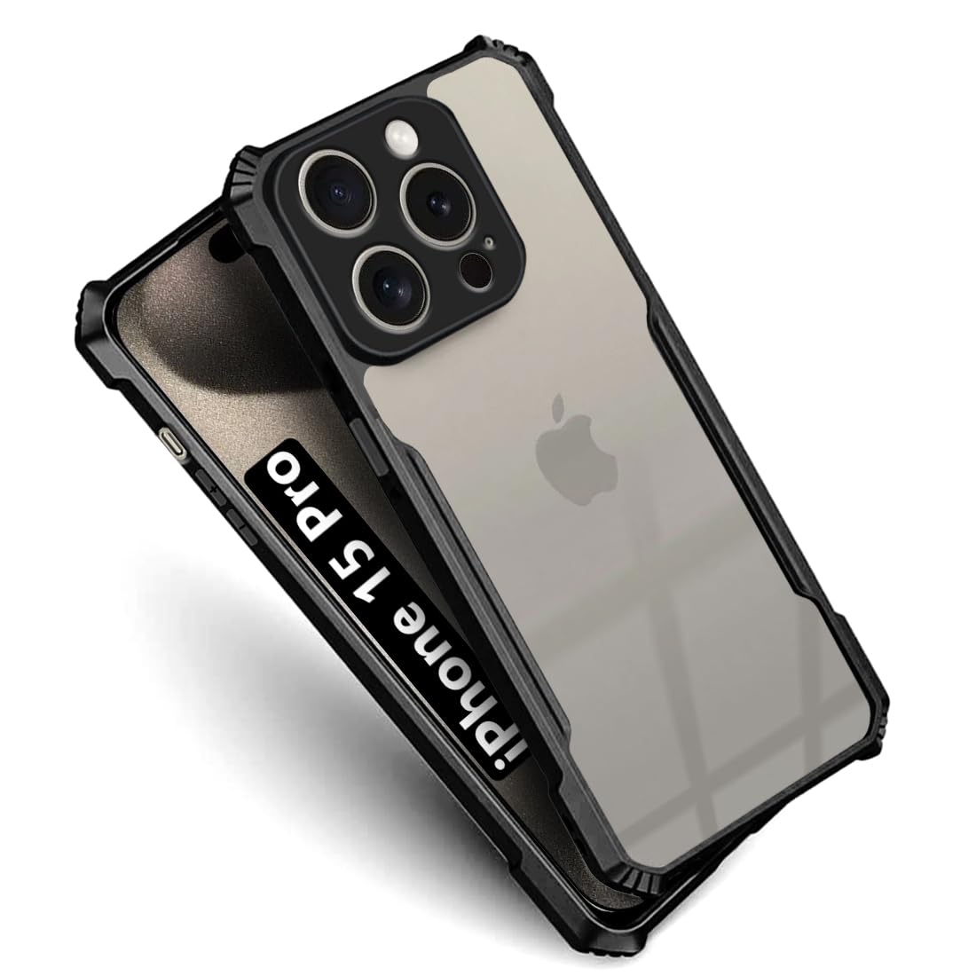VAKIBO Super Premium Black Border Transparent Case With Corner Protection & Camera Protection Suitable for iPhone 15 Pro 6.1